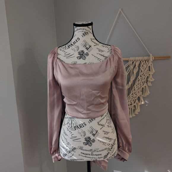 2/$20 Stunning satin top dynamite tie back soft pink - Picture 2 of 4